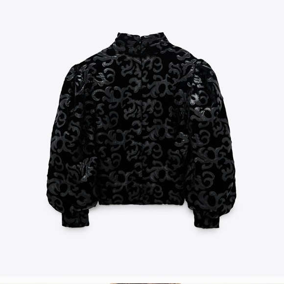 ZARA Combination Velvet Top - Picture 6 of 7